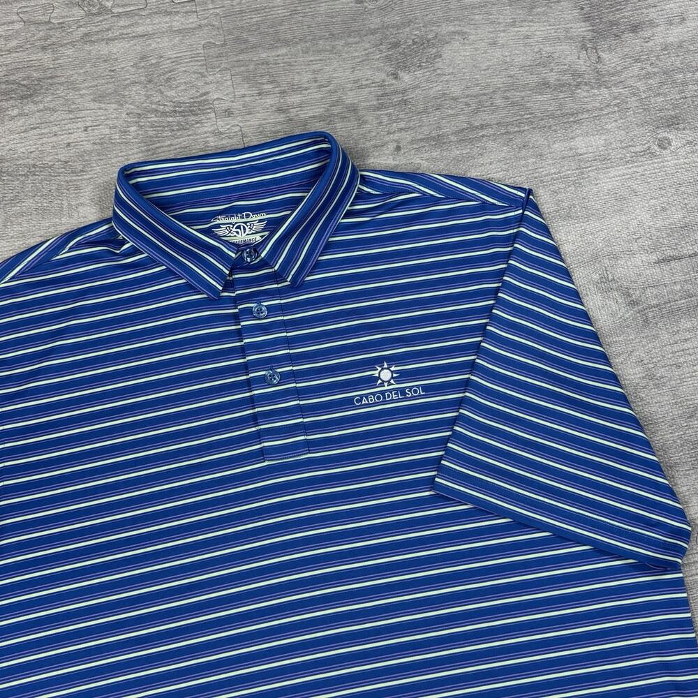 CABO DEL SOL x Straight Down Performance Polo Shirt Men XL Blue Preppy Golf NWOT